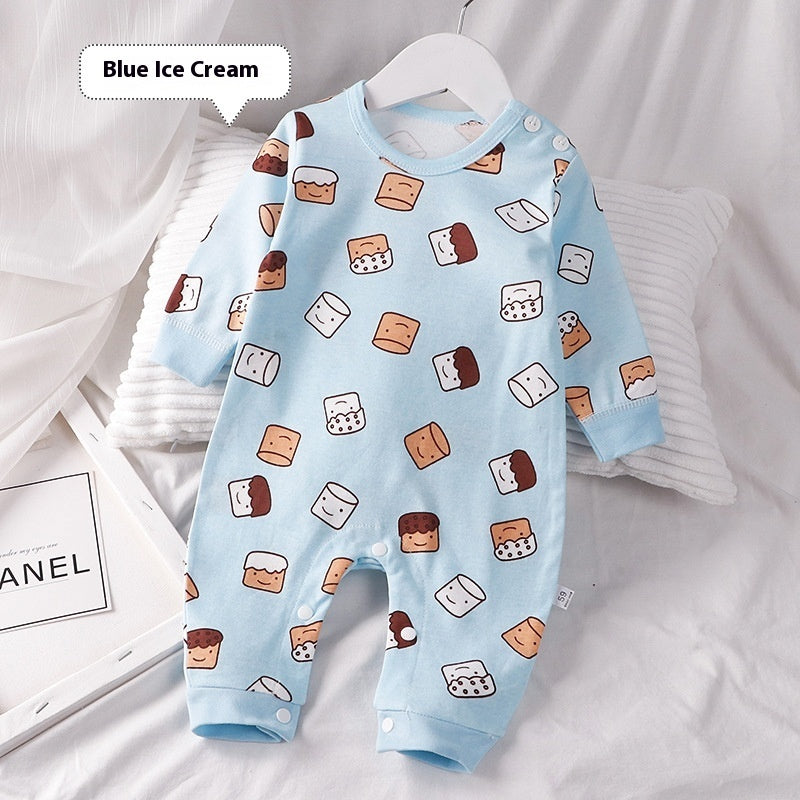 Naptime Autumn Cotton Baby Romper – Soft, Breathable Pajama Jumpsuit (Long Sleeve)